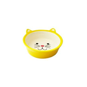 N1 Миска для кошек, в виде мордочки кошки, желтая, керамика